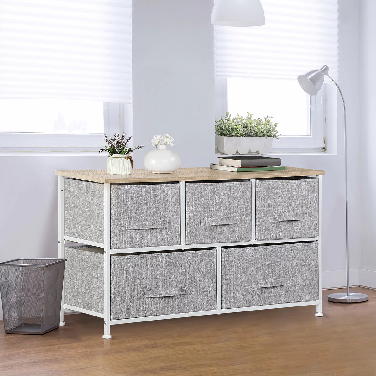 Brown 5 Drawer Fabric Dresser G79450