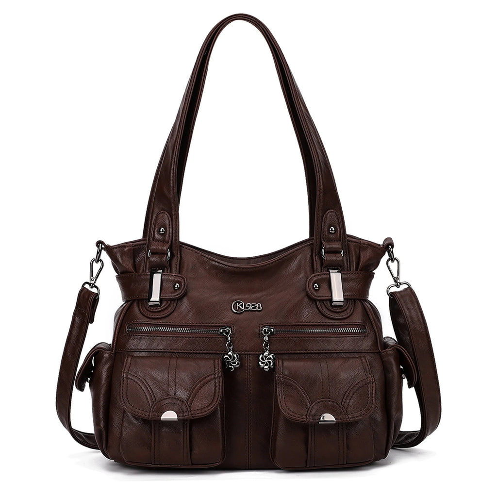 Large PU Leather Multi-Pocket Tote Bag Z4750