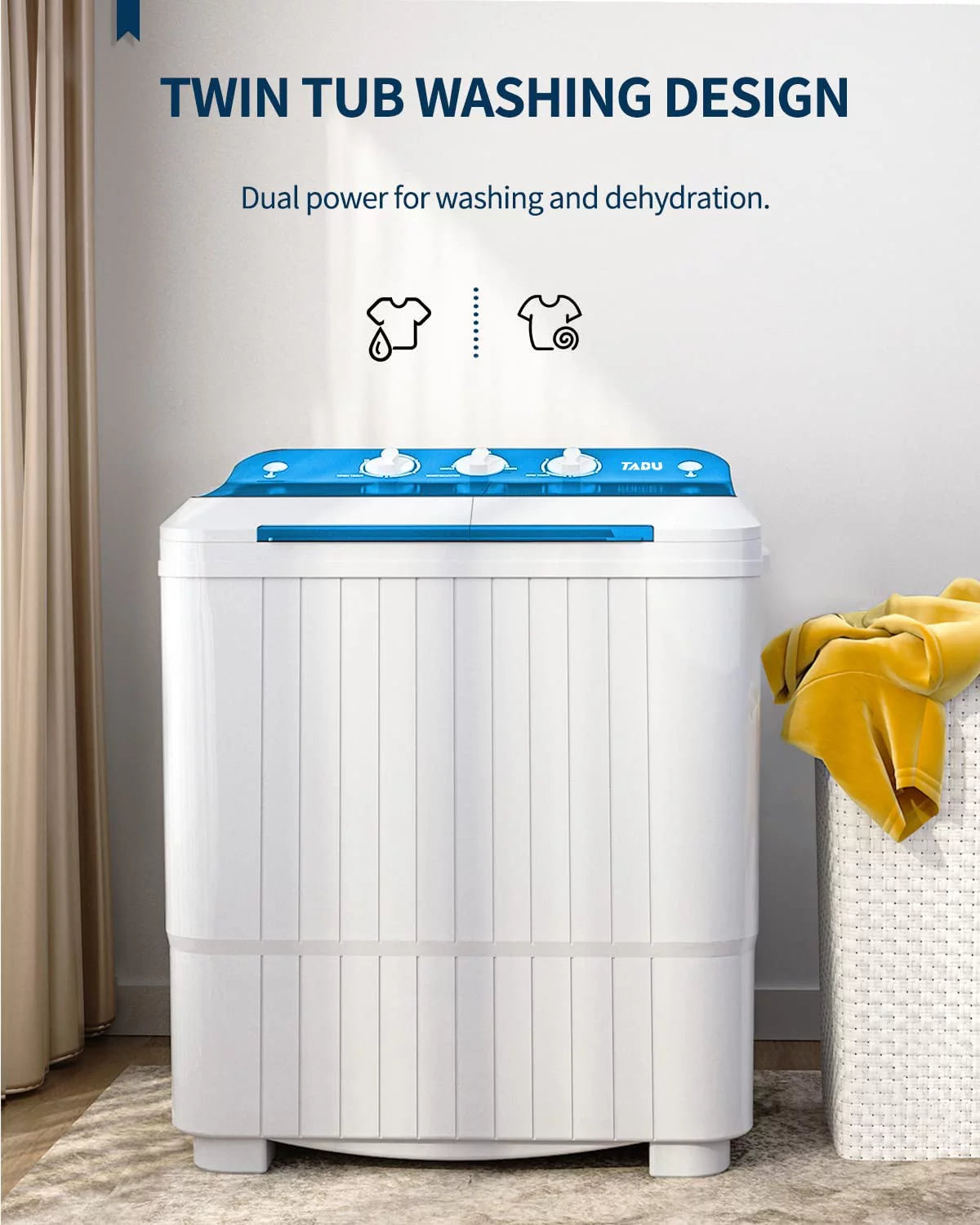 Portable 16.5lbs Compact Twin Tub Washer C55531