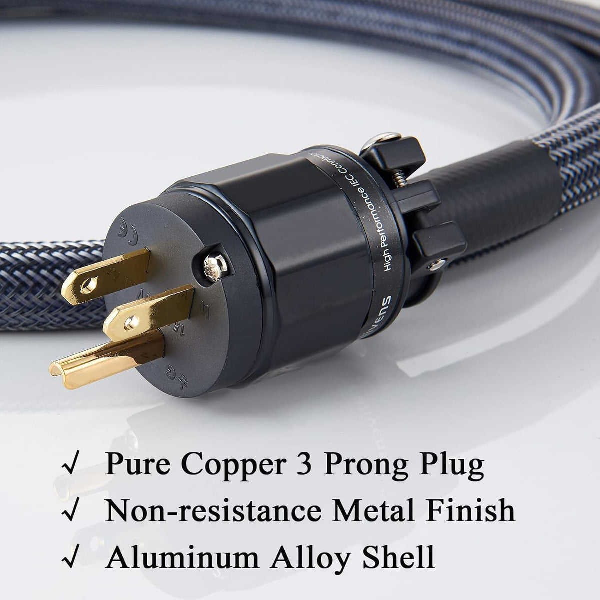 12AWG Braided Sleeves HiFi AC Power Cable 6.6FT P54242