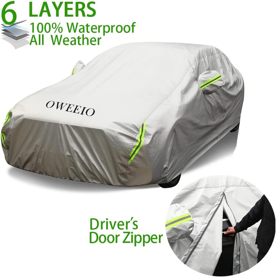 6 Layers Waterproof All Weather Car Cover with Zipper I4633