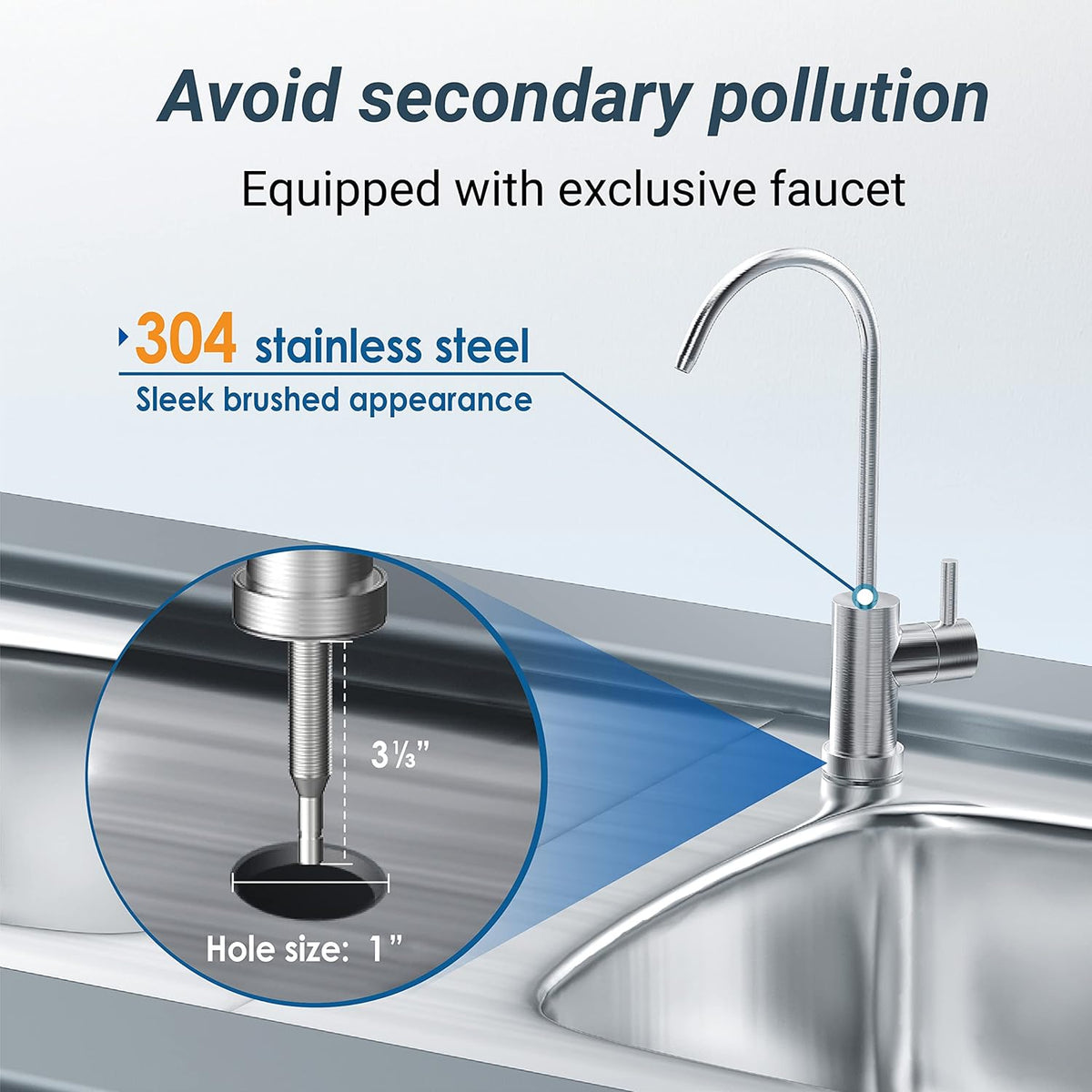 Under Sink Water Filter System with Stainless Steel Faucet N8246