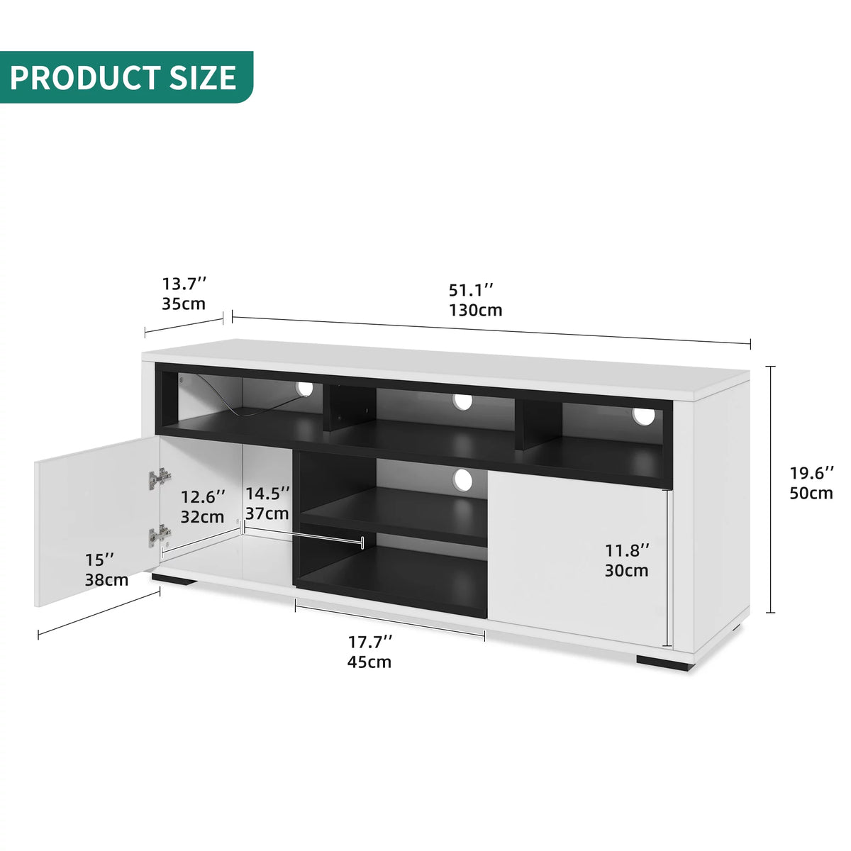 White High Gloss TV Stand with LED Lights P46241