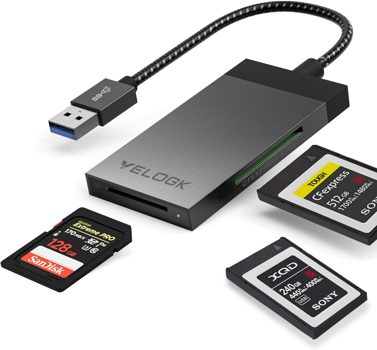 CFexpress XQD SD Dual-Slot USB 3.2 Memory Card Reader U471