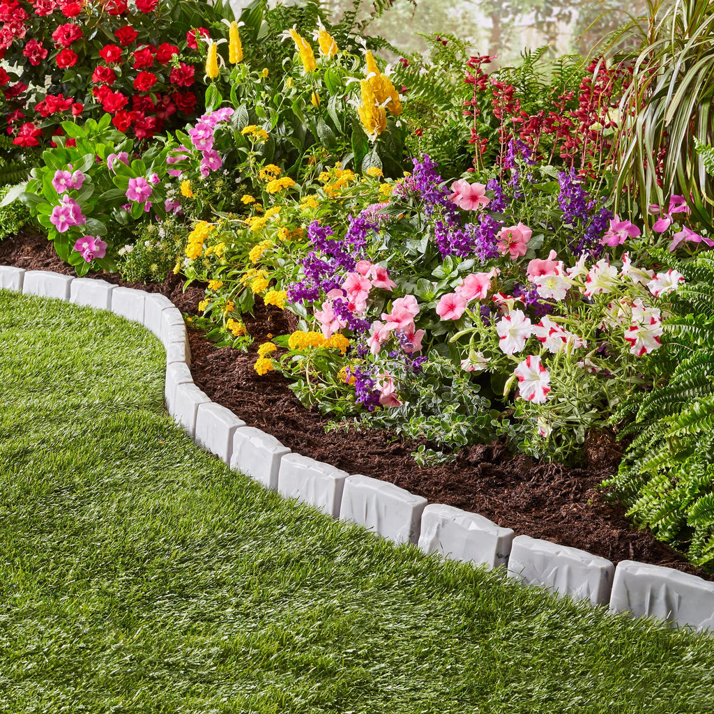 Faux Stone No-Dig Landscape Edging 10-ft. Plastic Gray J395554