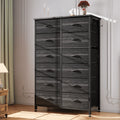 12 Drawer Fabric Dresser with Steel Frame and Wooden Top S478