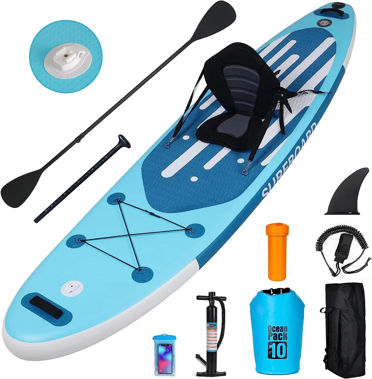 11 Ft Blue Inflatable Paddle Board S253