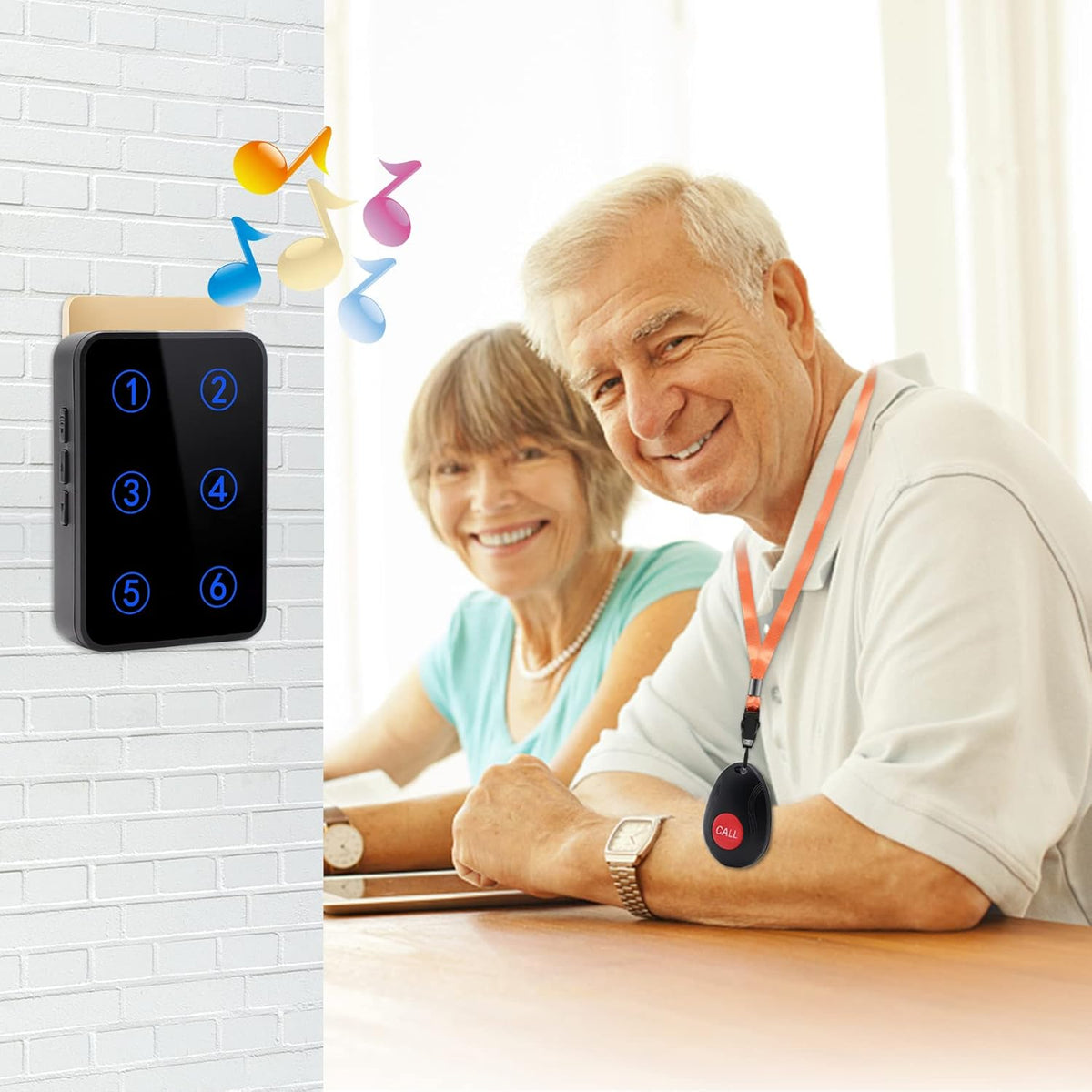 Wireless Caregiver Pager with 3 Number Display Plug-in Receiver 6 Waterproof Transmitters D772