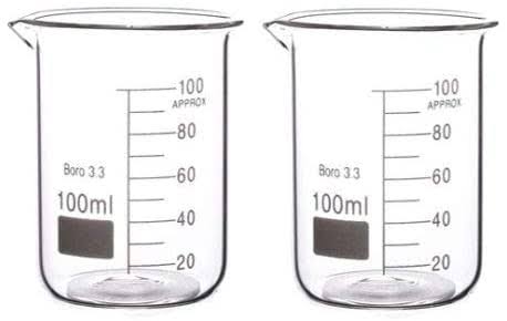100ml Boro 3.3 Glass Graduated Measuring Beaker 2 Pack A351