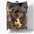 Camo Buck Deer Forest Flannel Blanket 80x60 B24754