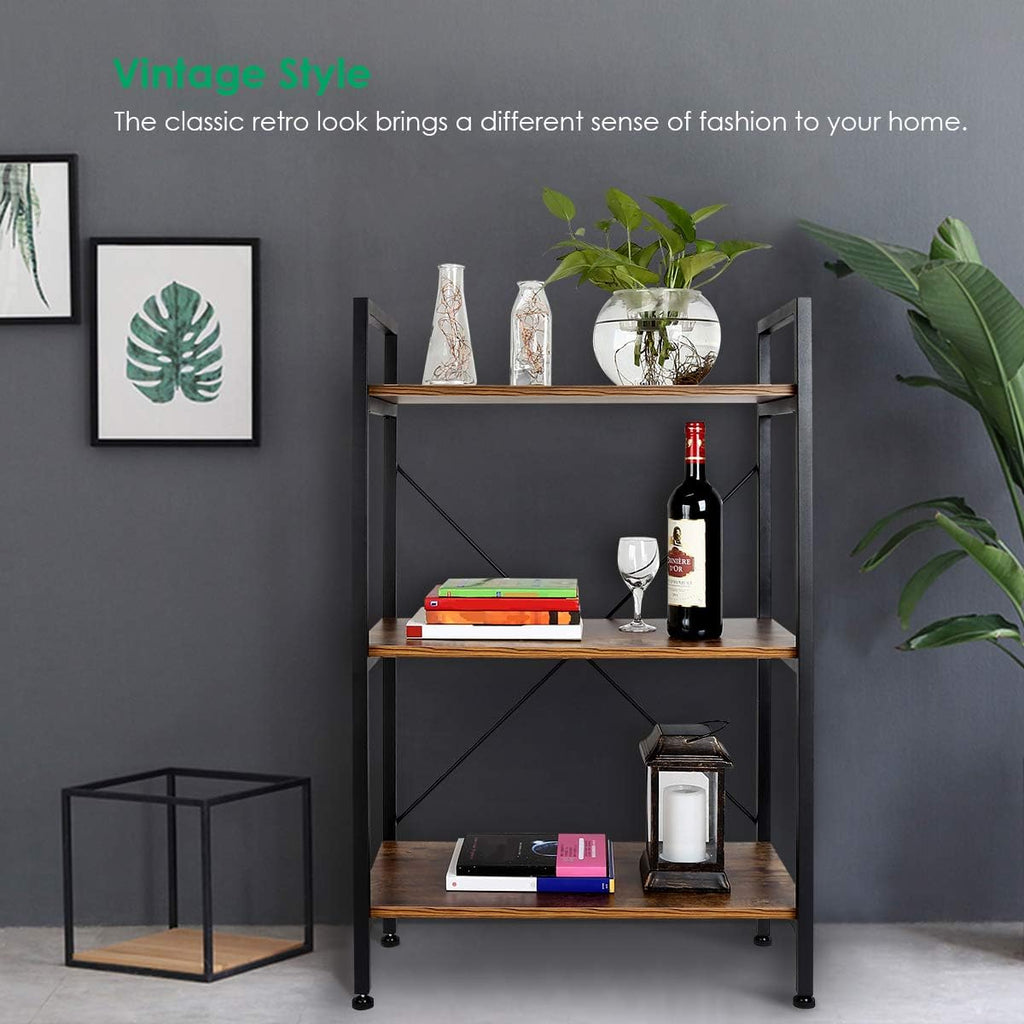 3-Tier Wood and Metal Bookshelf L535