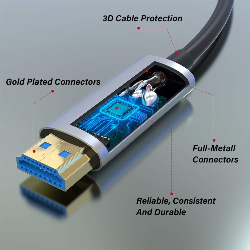 50ft Fiber Optic HDMI Cable 4K@60Hz HDR ARC 18Gbps E80984