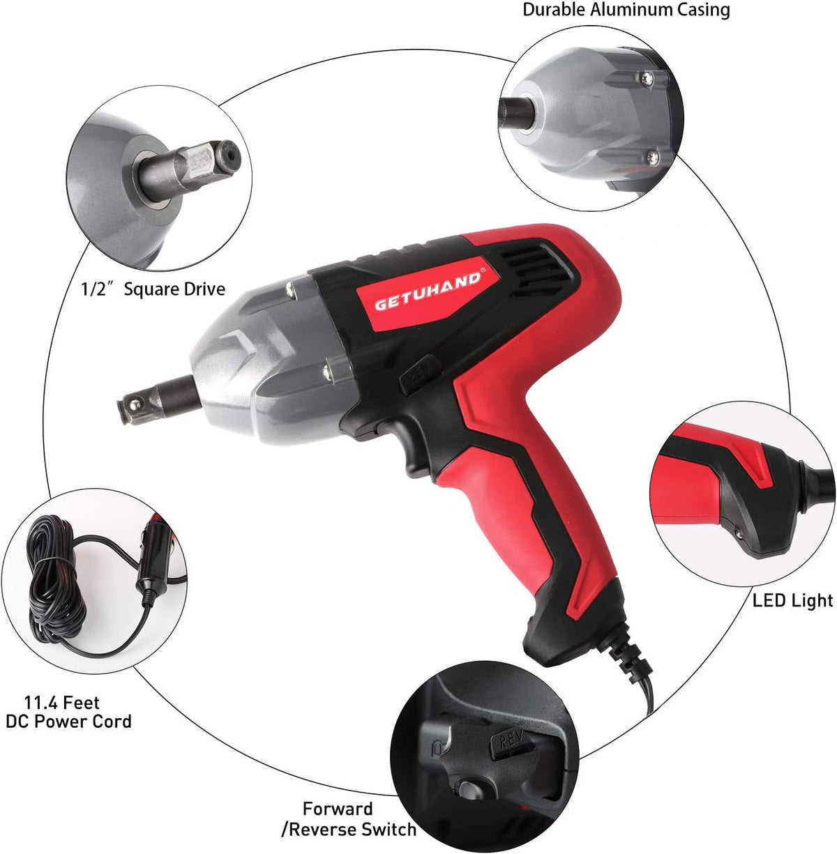 Electric Impact Wrench 1/2 Inch 12 Volt 400N.M with Sockets and Carry Case F297