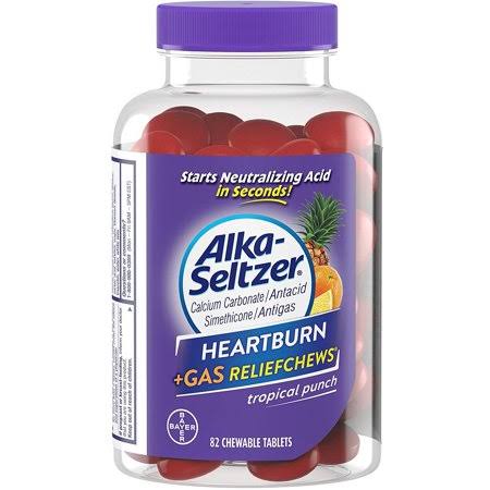 Heartburn + GAS Relief Chews Tropical Punch 82 ea Pack of 6 F35843