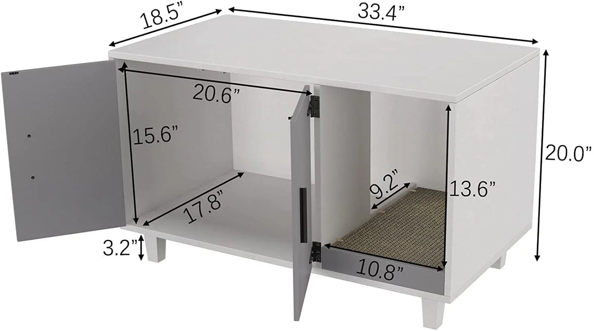 Cat Litter Box Enclosure Table Nightstand with Scratch Pad P928
