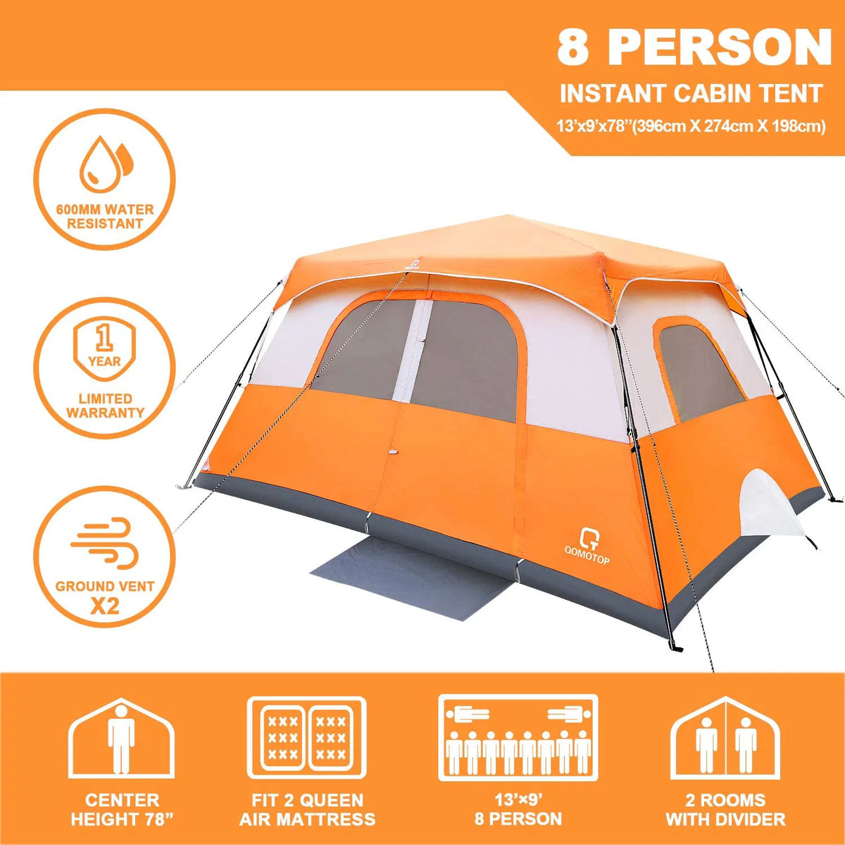 8 Person Instant Waterproof Camping Tent Q3297