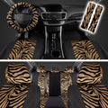 Zebra Print Car Seat Covers Full Set with Seat Belt Pads and Steering Wheel Cover K5077