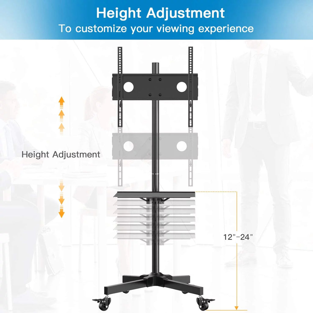 Rolling TV Stand with Wheels for 23-55 inch Flat Panel TVs, Black N4696