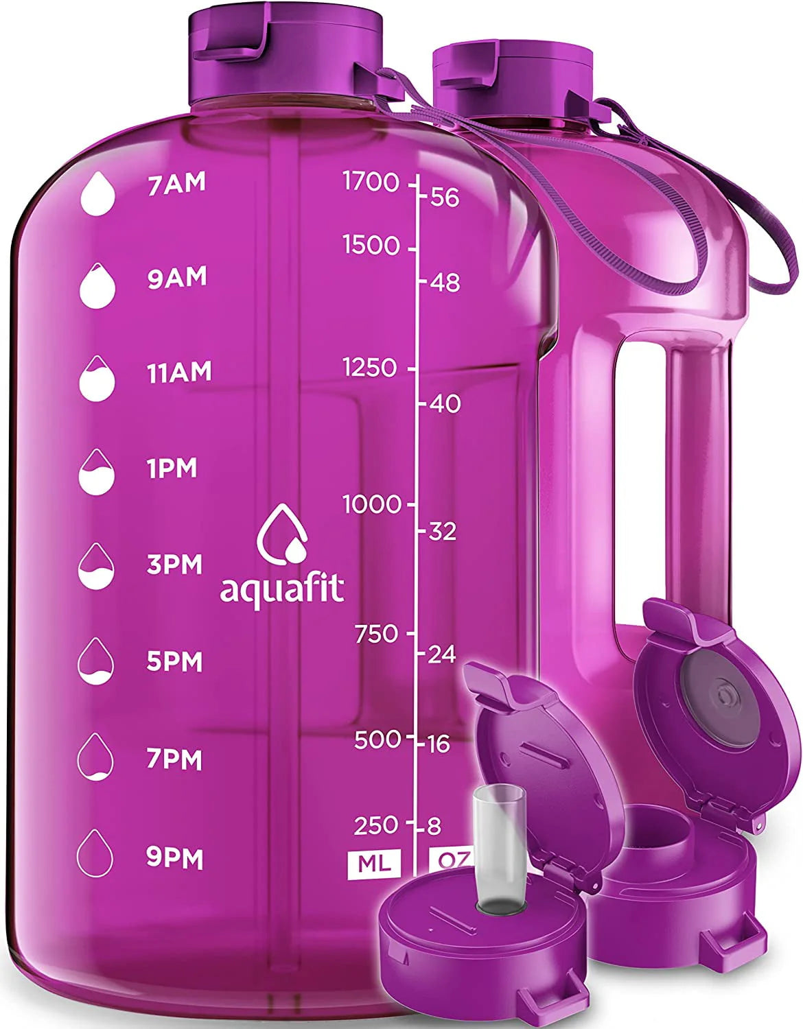 1 Gallon Gray Water Bottle with Time Marker C281