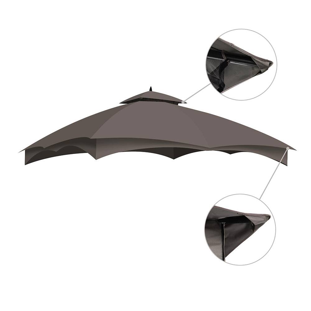 2-Tier 12x10 Gazebo Canopy Top Replacement Brown S30205