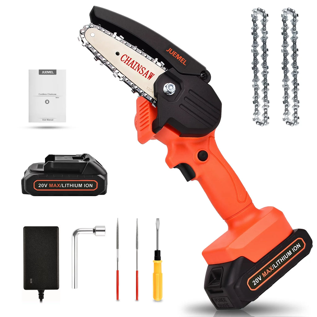 4-inch Cordless Mini Chainsaw with 2 Batteries G455