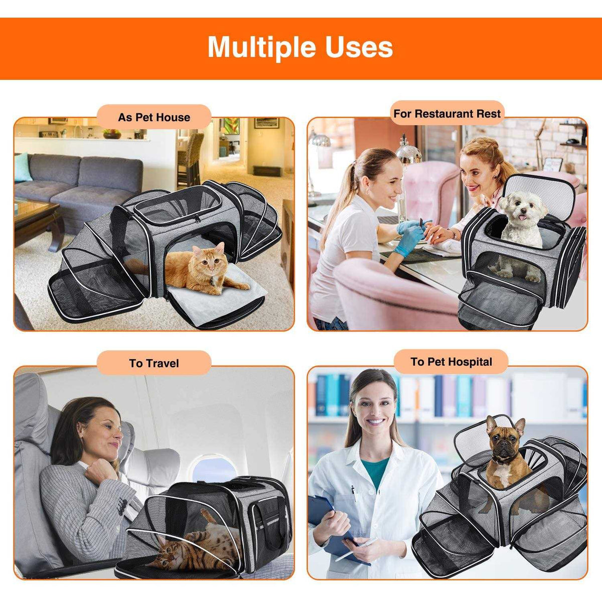 Soft Sided Pet Carrier 4 Expandable Collapsible V230315