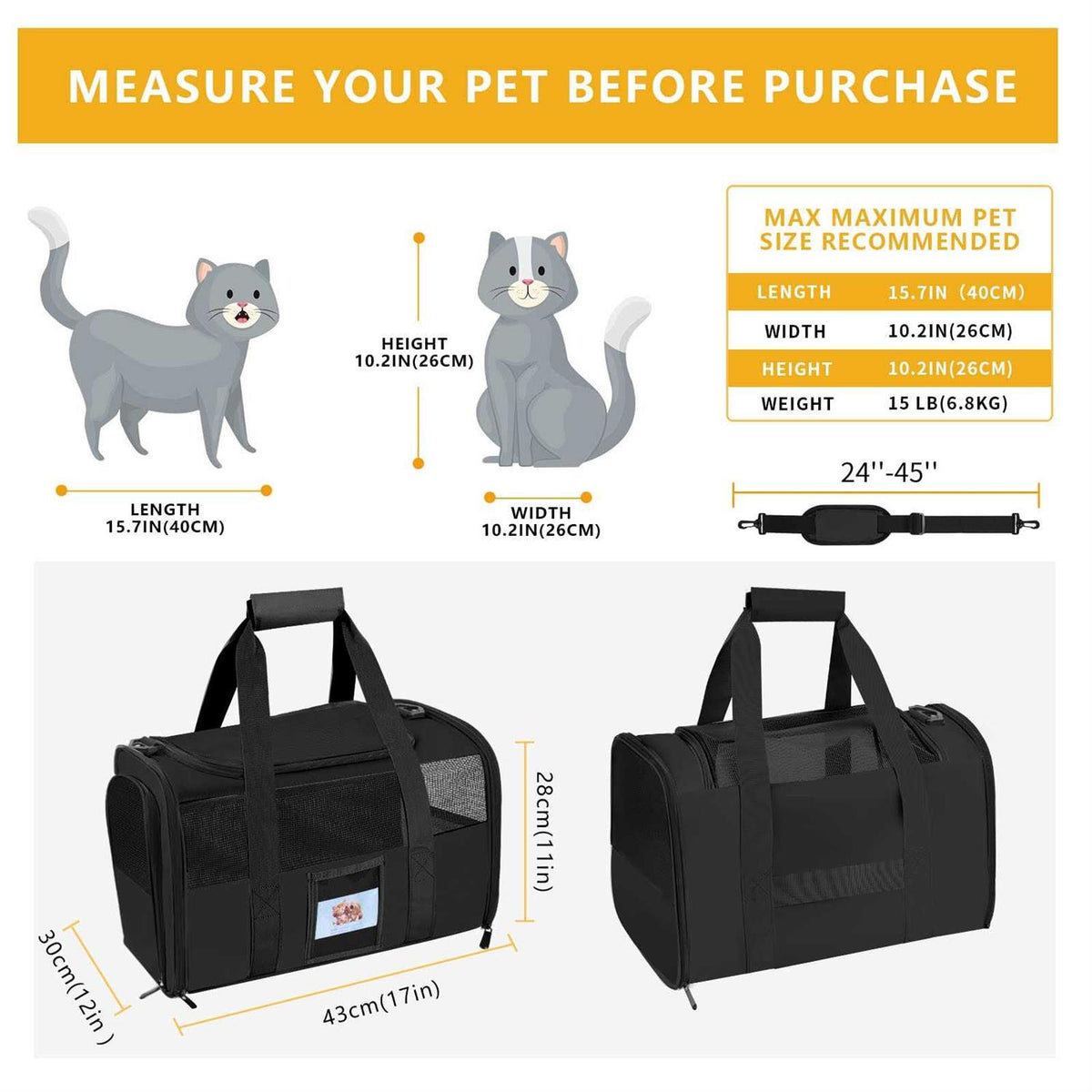 Airline Approved Cat Dog Pet Carrier J2408
