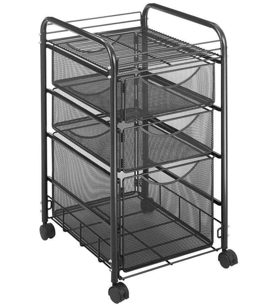 Onyx Mesh File Cart with 1 File Drawer and 2 Small Drawers U207