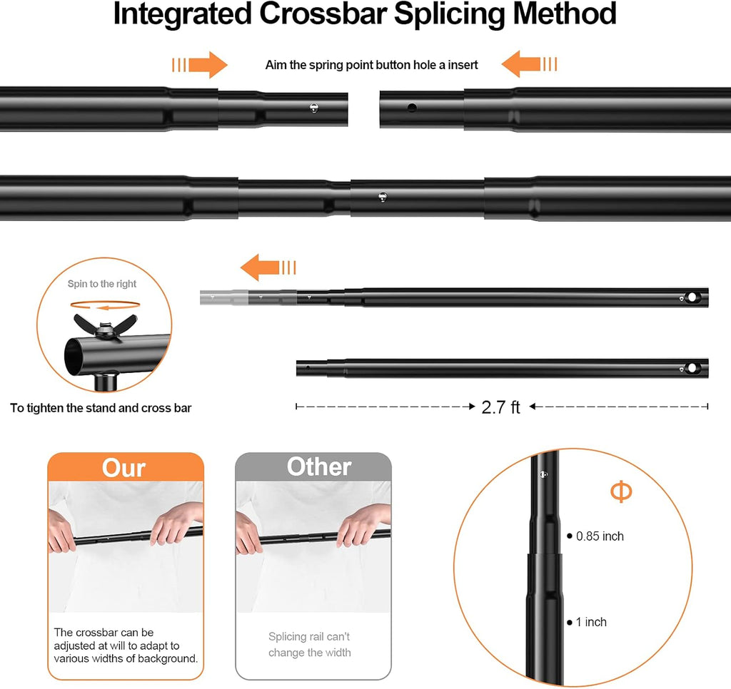 8.5 x 10 ft Heavy Duty Adjustable Backdrop Stand with Carry Bag K6653