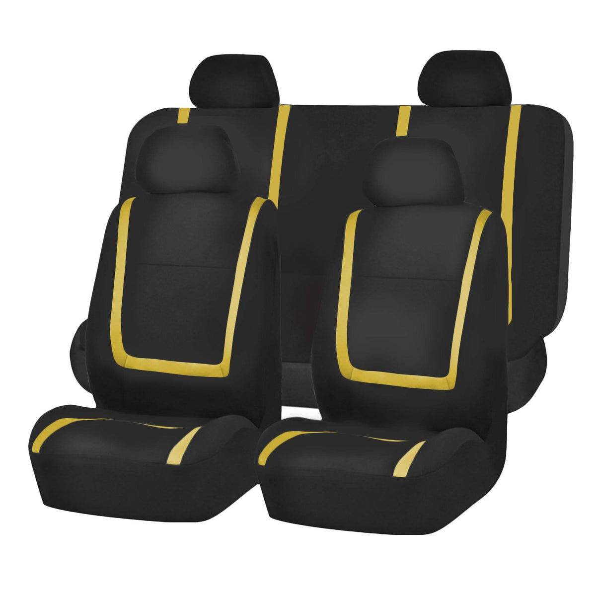 Yellow and Black Flat Cloth Full Set Seat Covers M401749