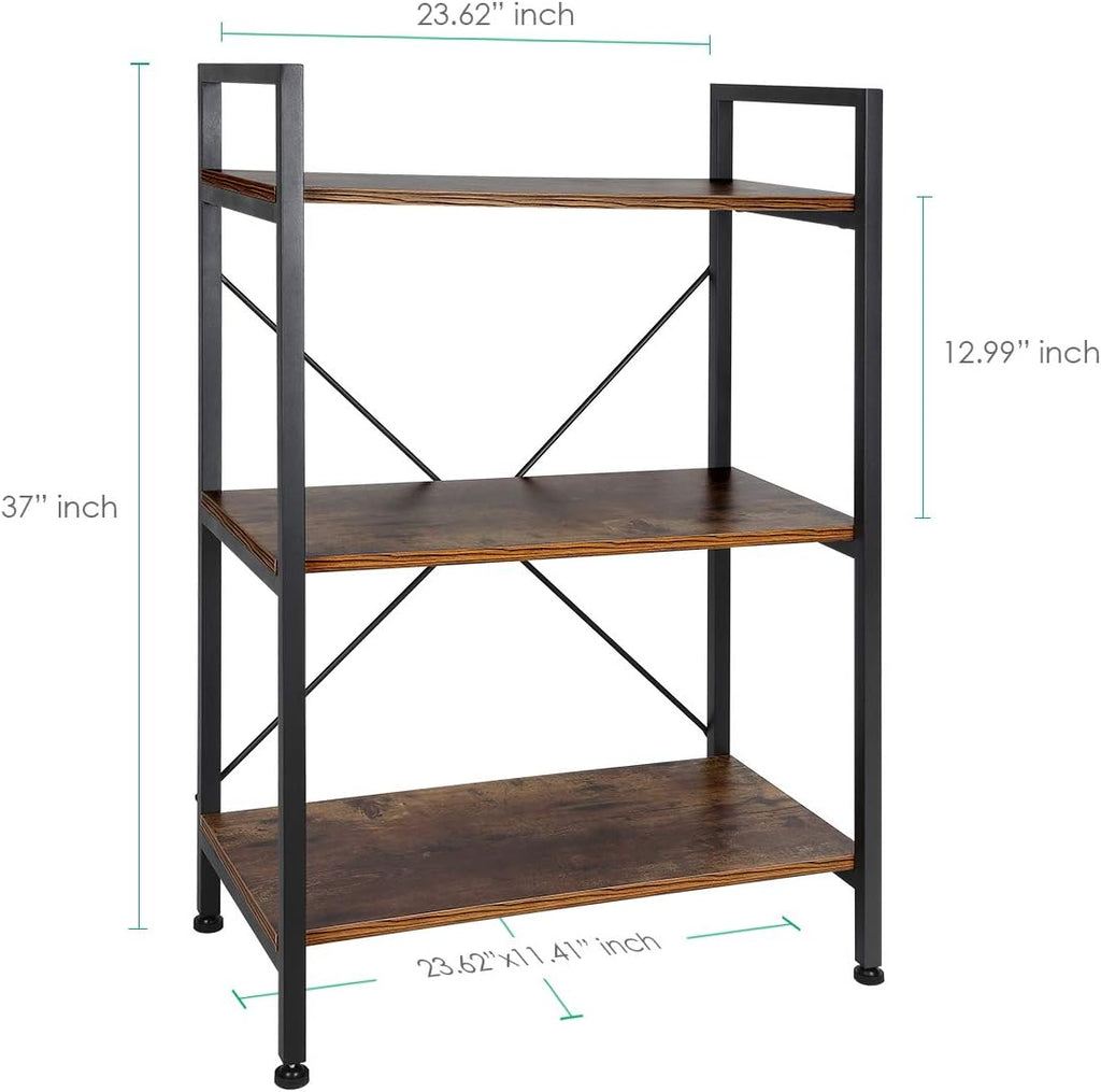 3-Tier Wood and Metal Bookshelf L535