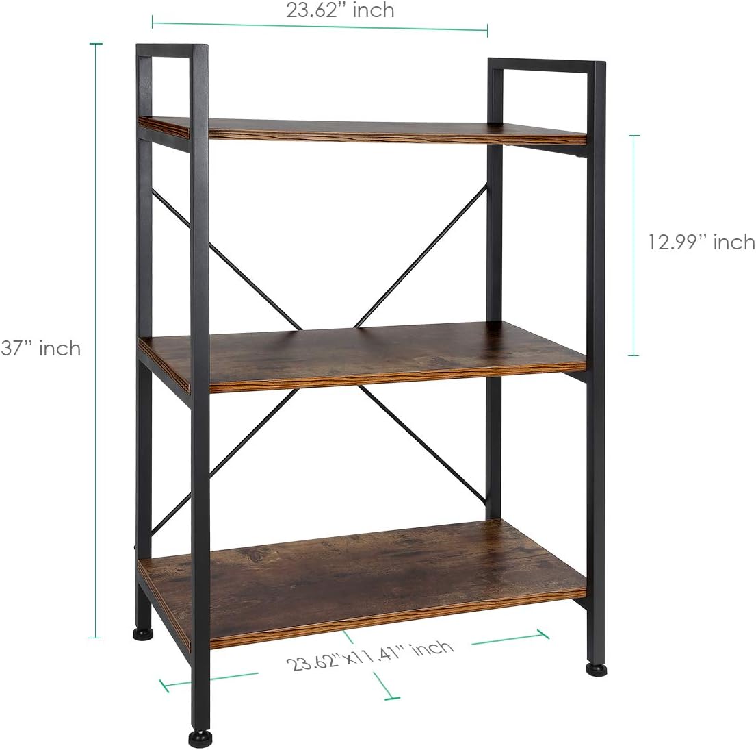 3-Tier Wood and Metal Bookshelf L535