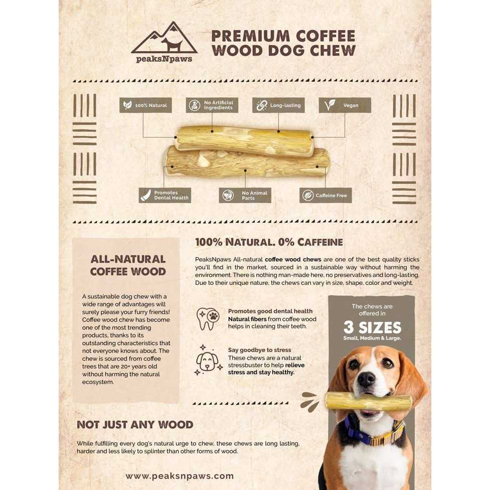 All Natural Caffeine Free Coffee Wood Medium Dog Chews O89168