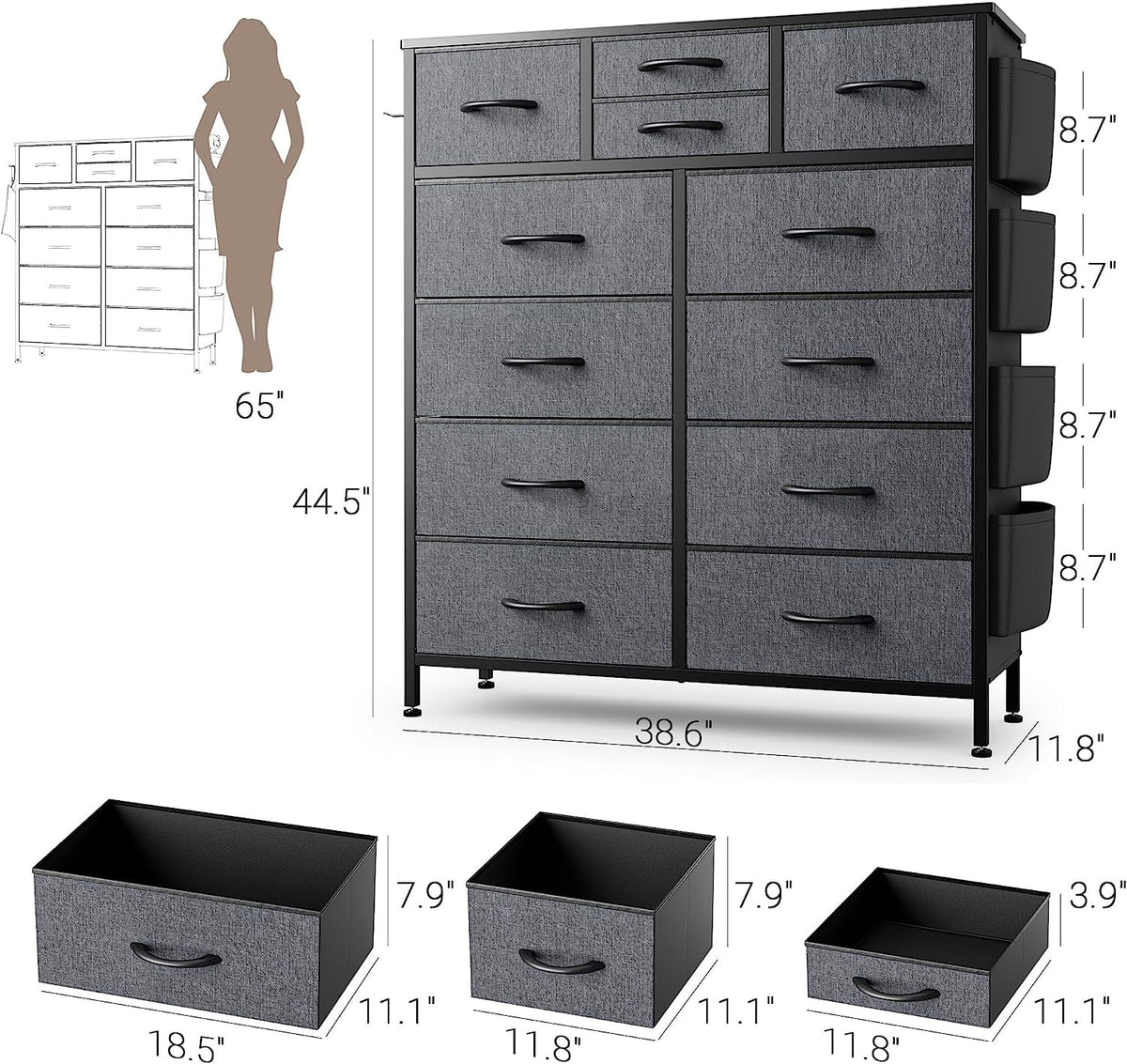 12 Drawer Fabric Dresser G90418