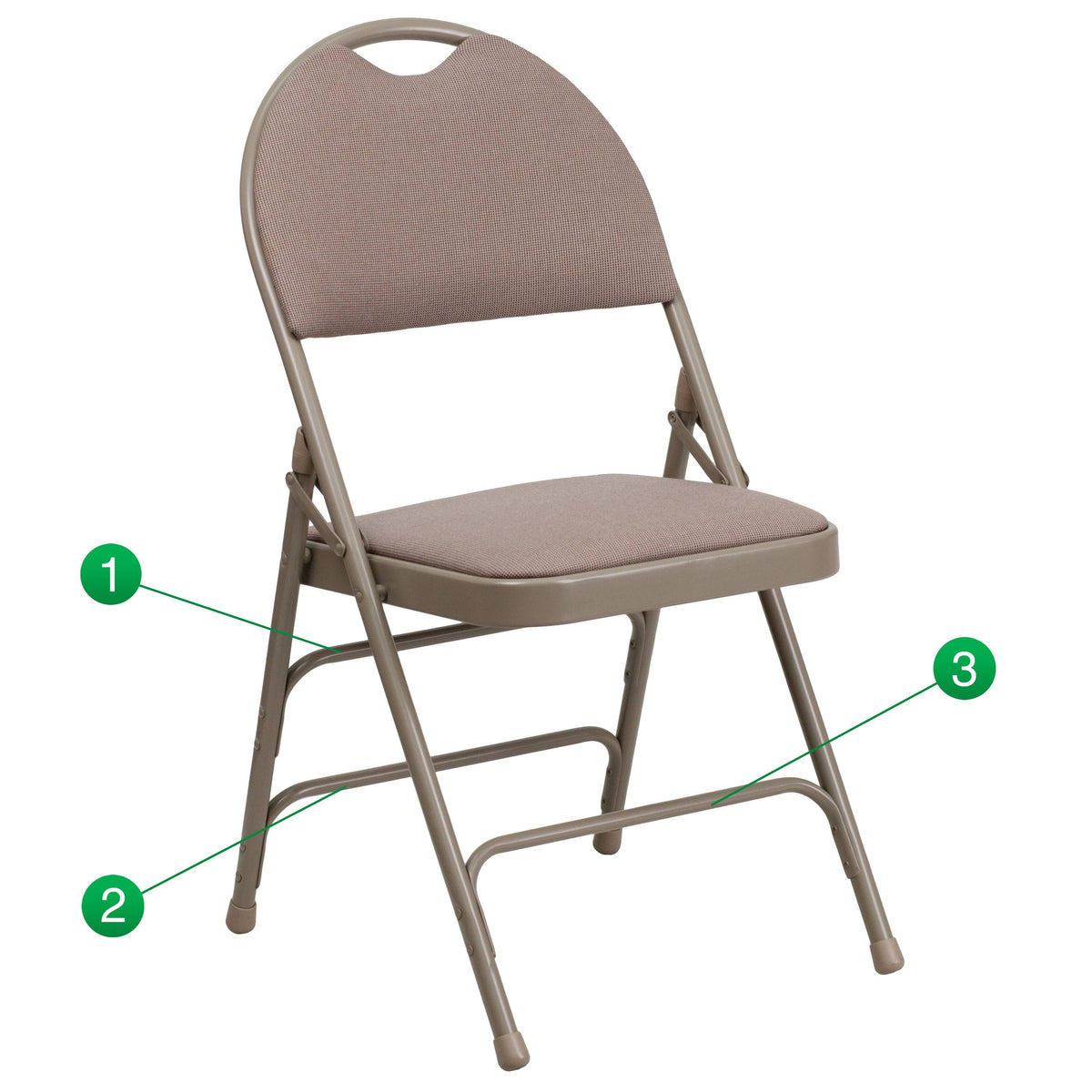 Beige Fabric Metal Folding Chair with Handle Y514264