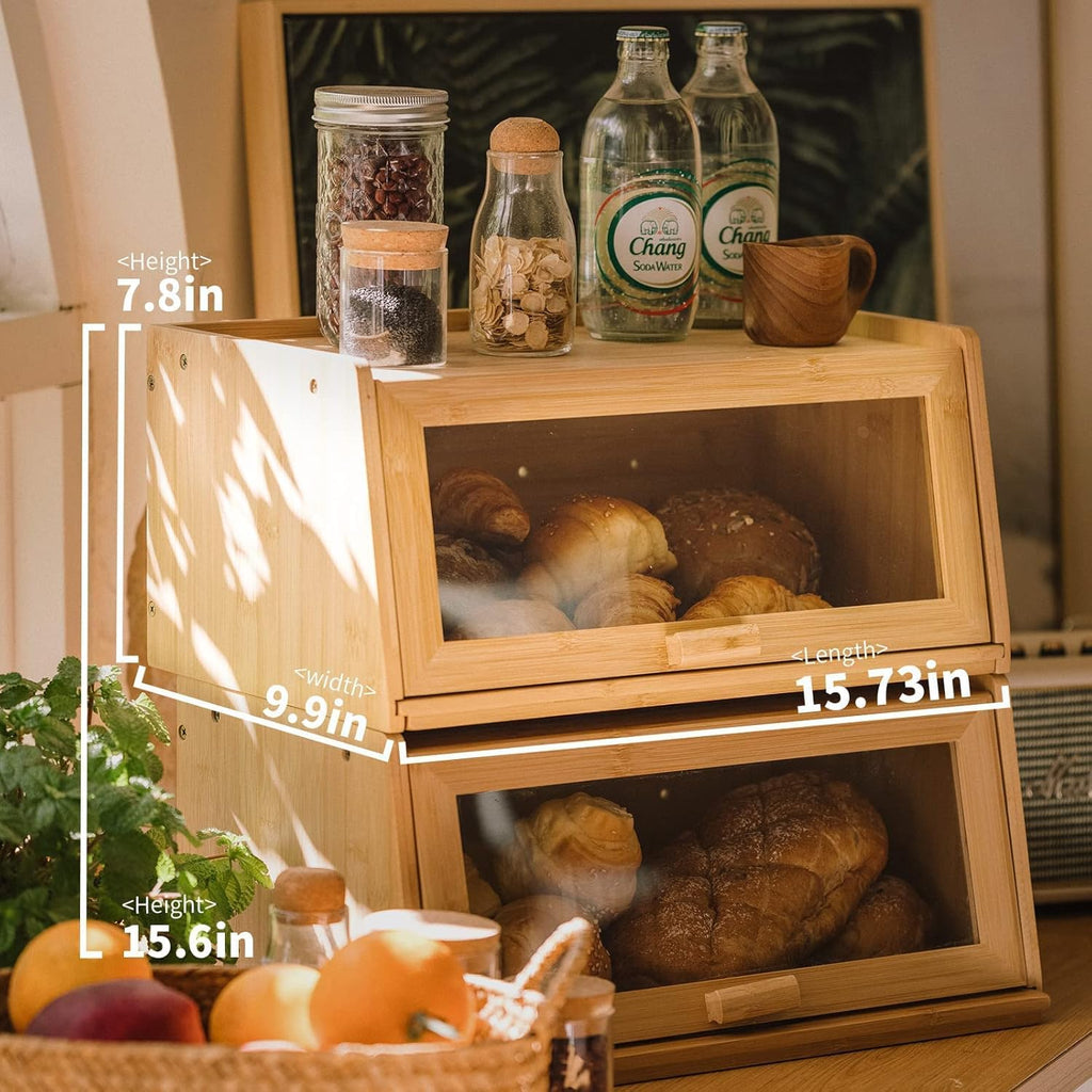 Bamboo Bread Box with Cutting Board E197349