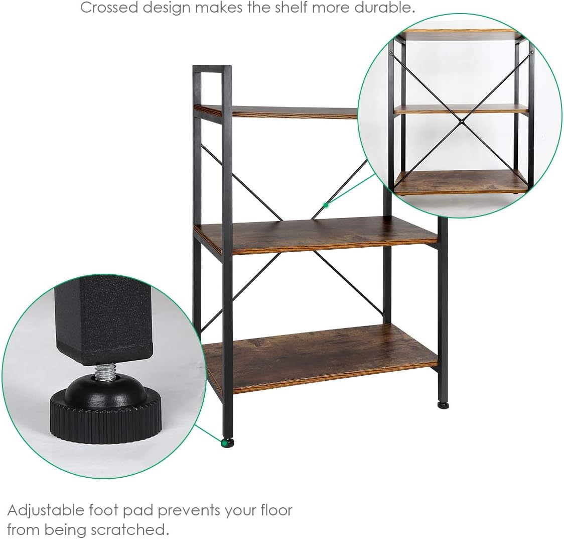 3-Tier Wood and Metal Bookshelf L535
