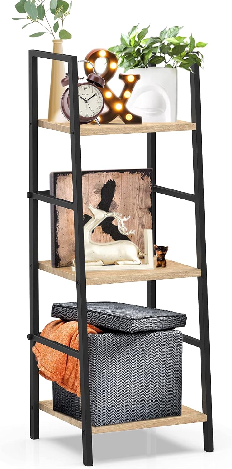 5-Tier Wood and Metal Ladder Shelf Bookcase G3667