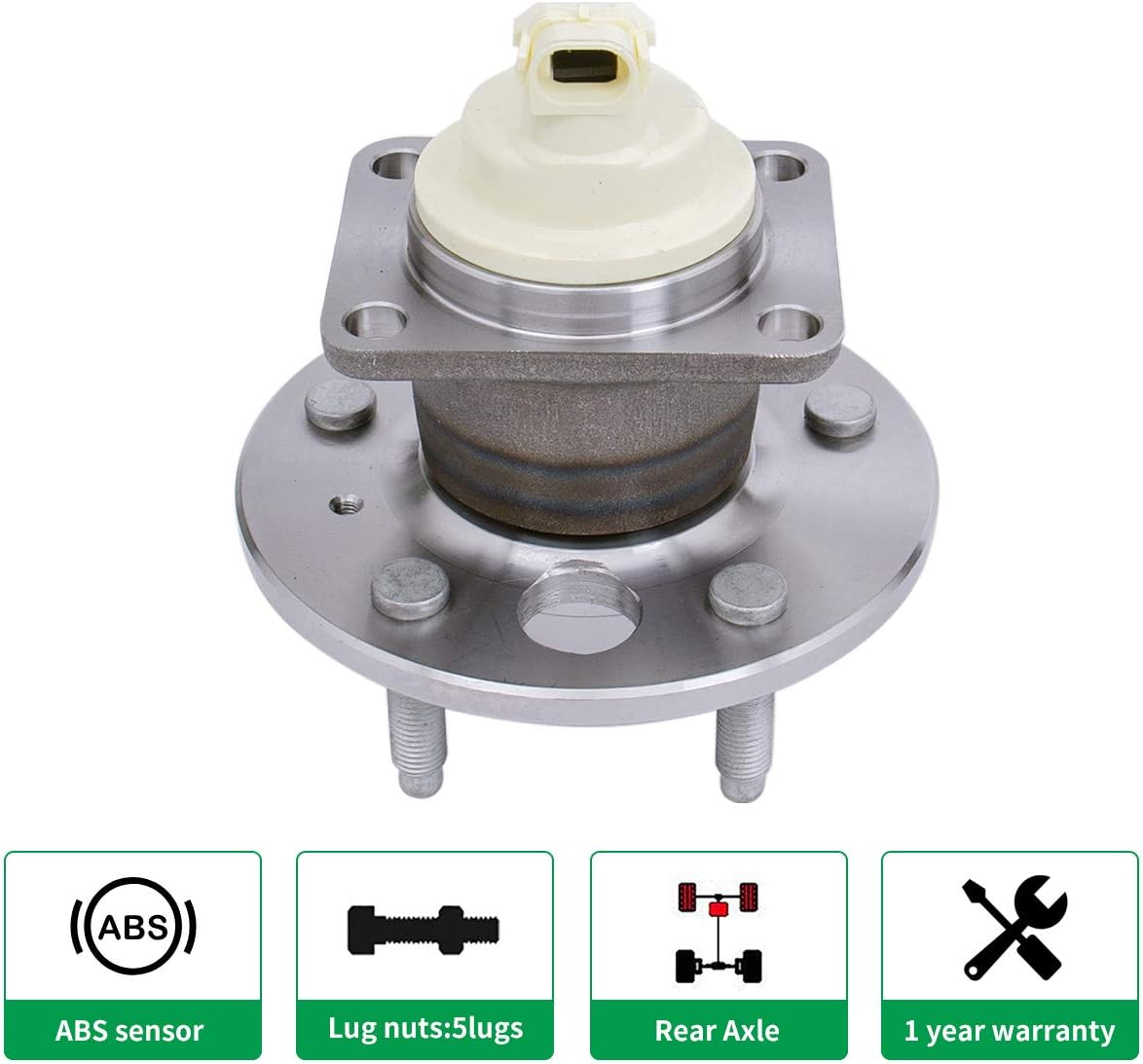 Rear Wheel Bearing and Hub Assemblies Pair with ABS 5 Lug B1546
