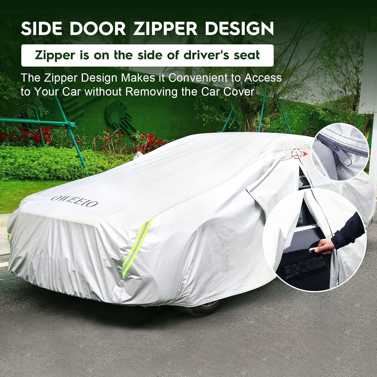 6 Layers Waterproof All Weather Car Cover with Zipper I4633