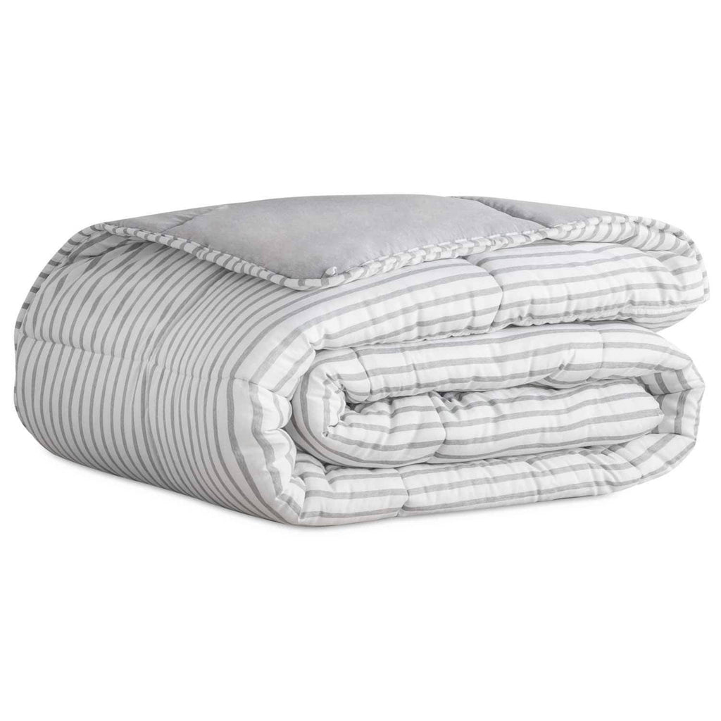 Striped Reversible Chambray Down Alternative Comforter Set Twin XL O99941