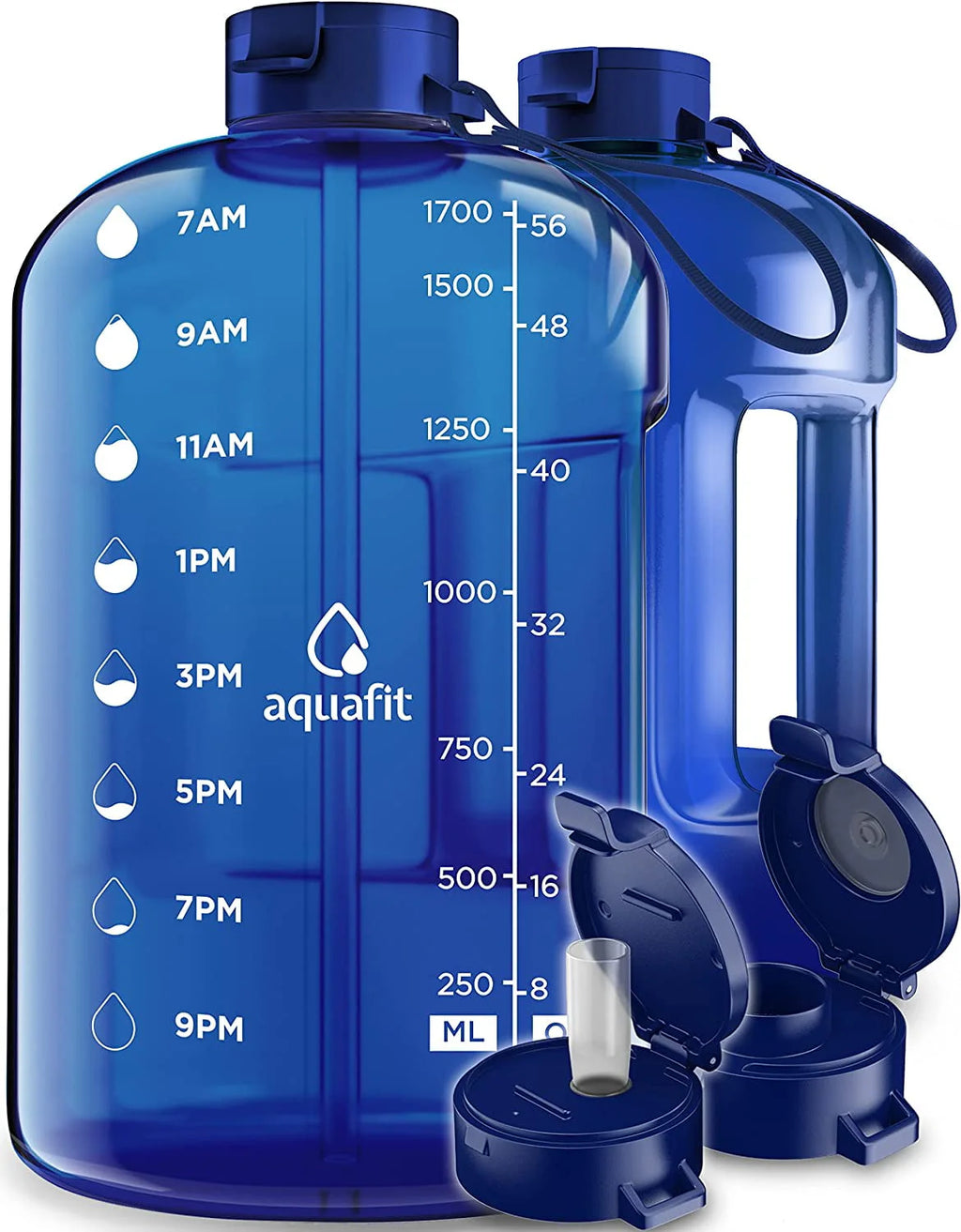1 Gallon Gray Water Bottle with Time Marker C281
