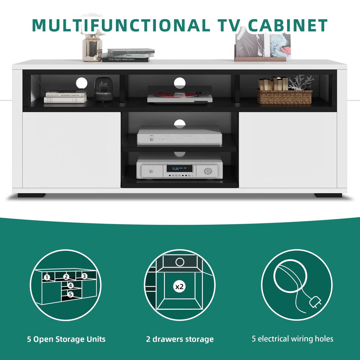 White High Gloss TV Stand with LED Lights P46241