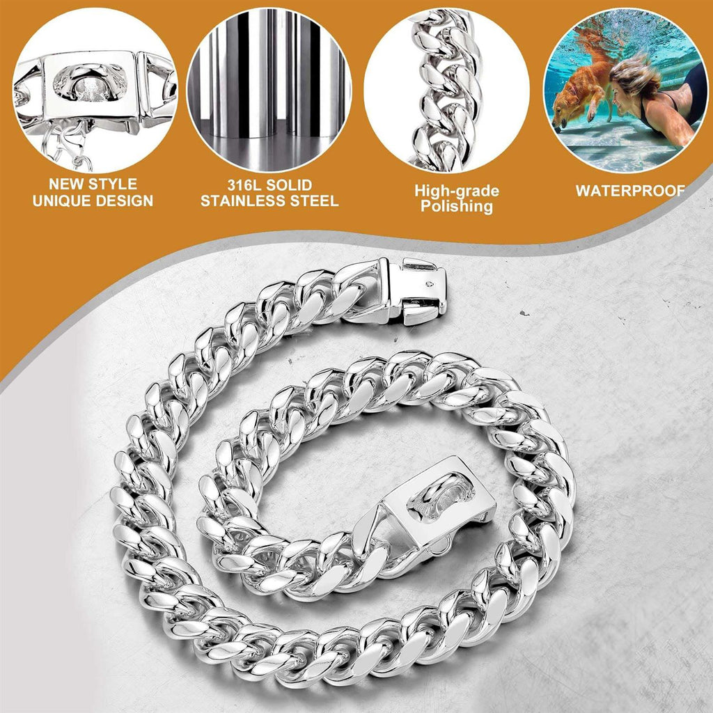 Gold Chain Cuban Link Stainless Steel Dog Collar D837