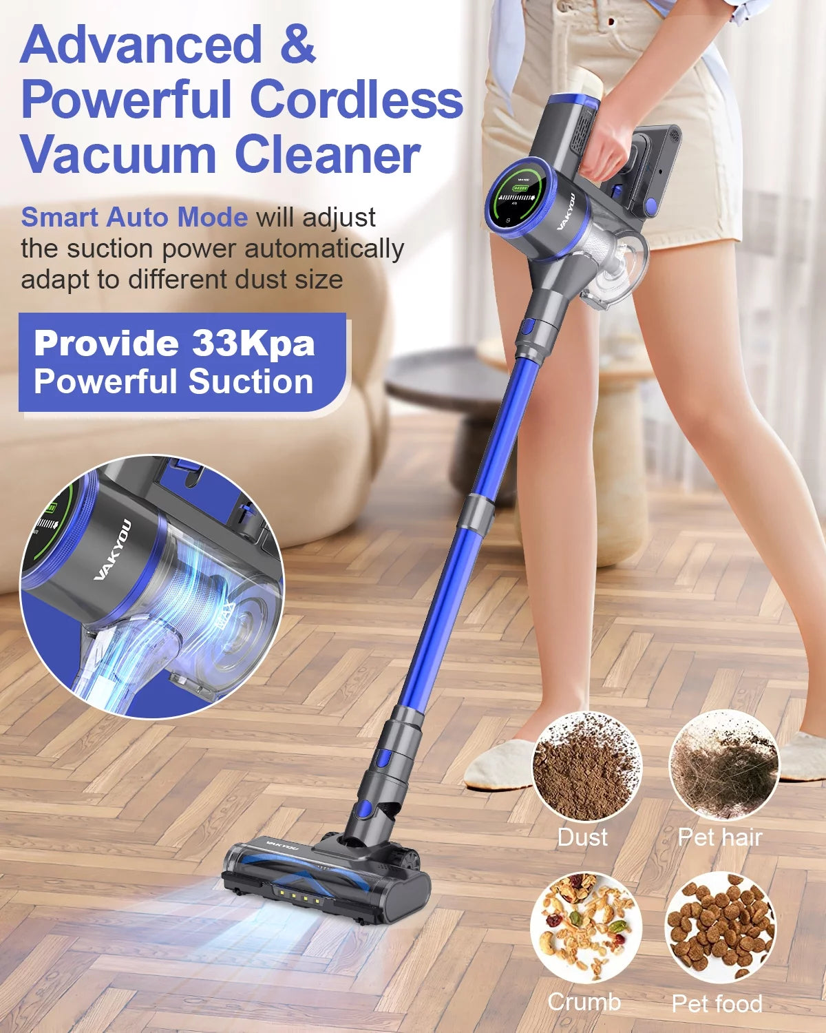 Cordless Stick Vacuum 450W 33Kpa 55mins E78772