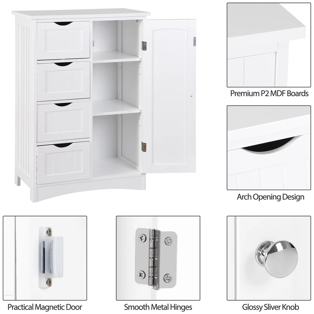 White 4 Drawer Freestanding Storage Cabinet T2662
