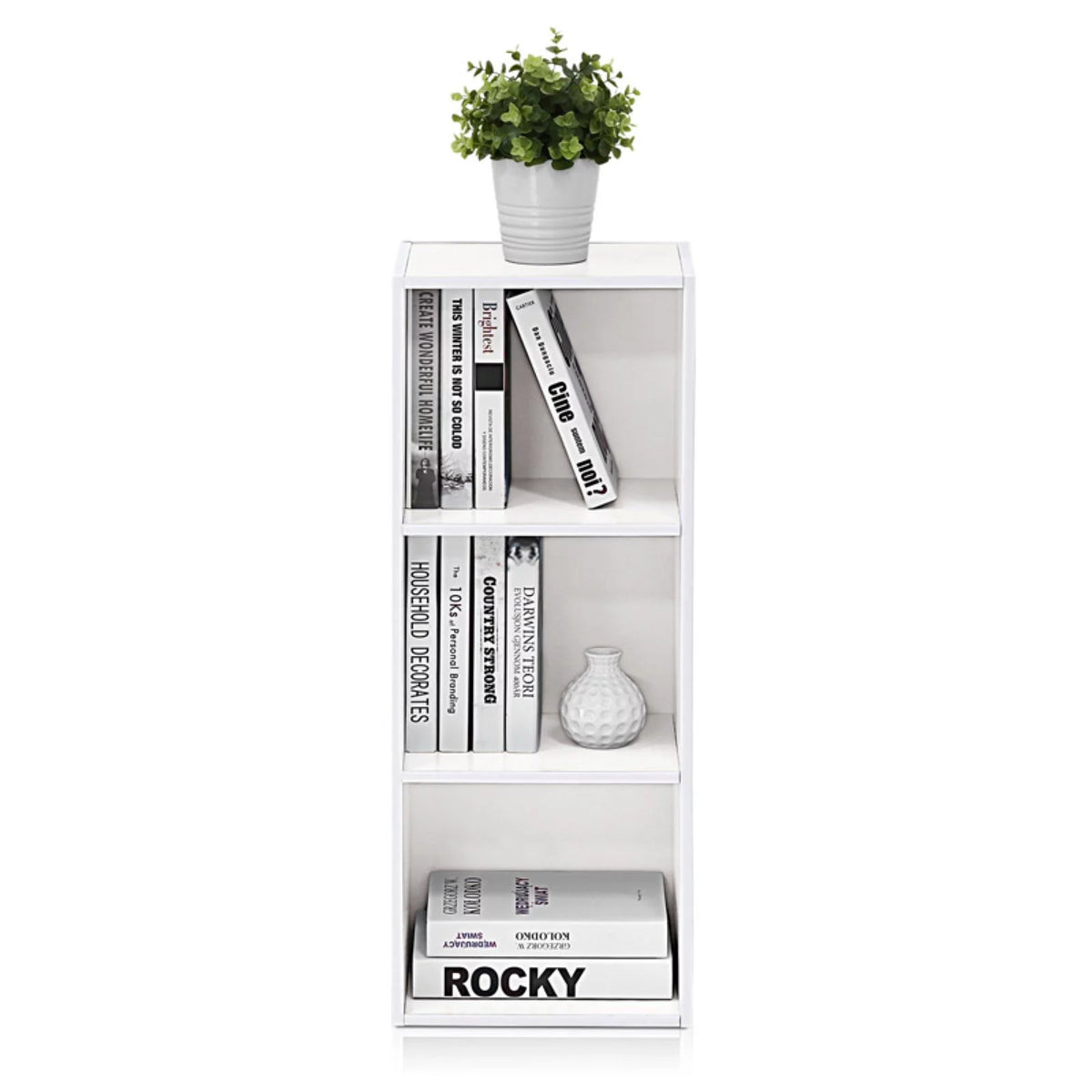 White Pink 3-Tier Engineered Wood Bookcase J903