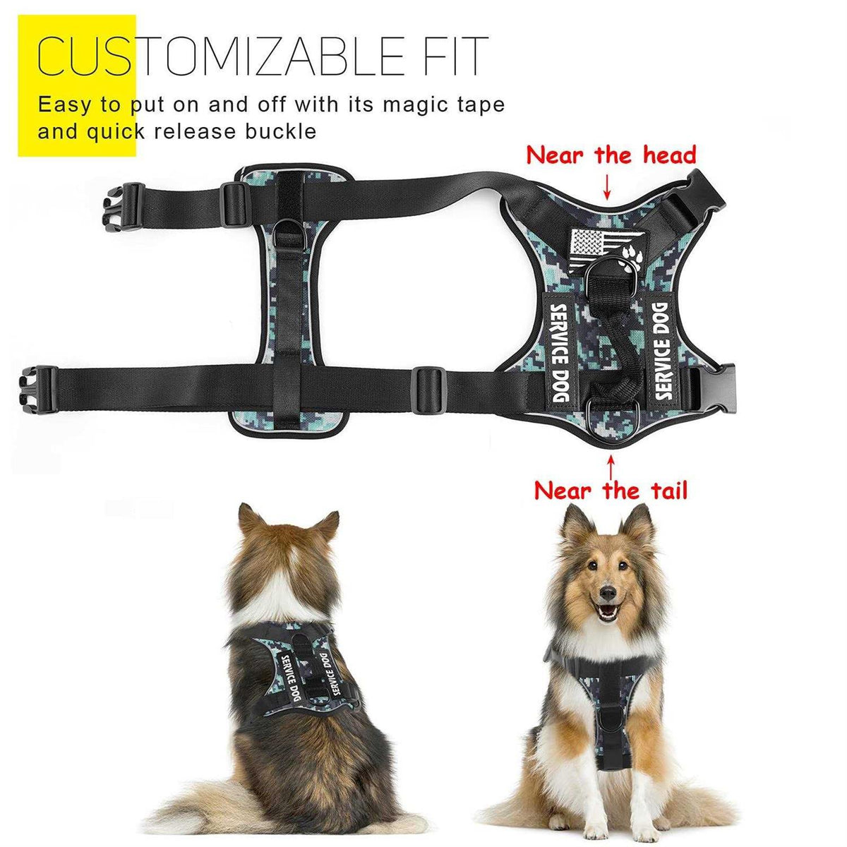 Reflective Dog Vest Harness with 5 PCS Patches F939629