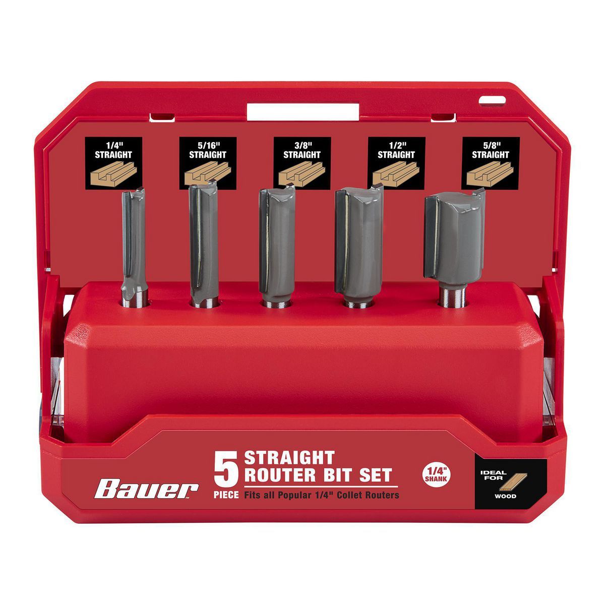 5-Piece Carbide Tip Straight Router Bit Set L889693