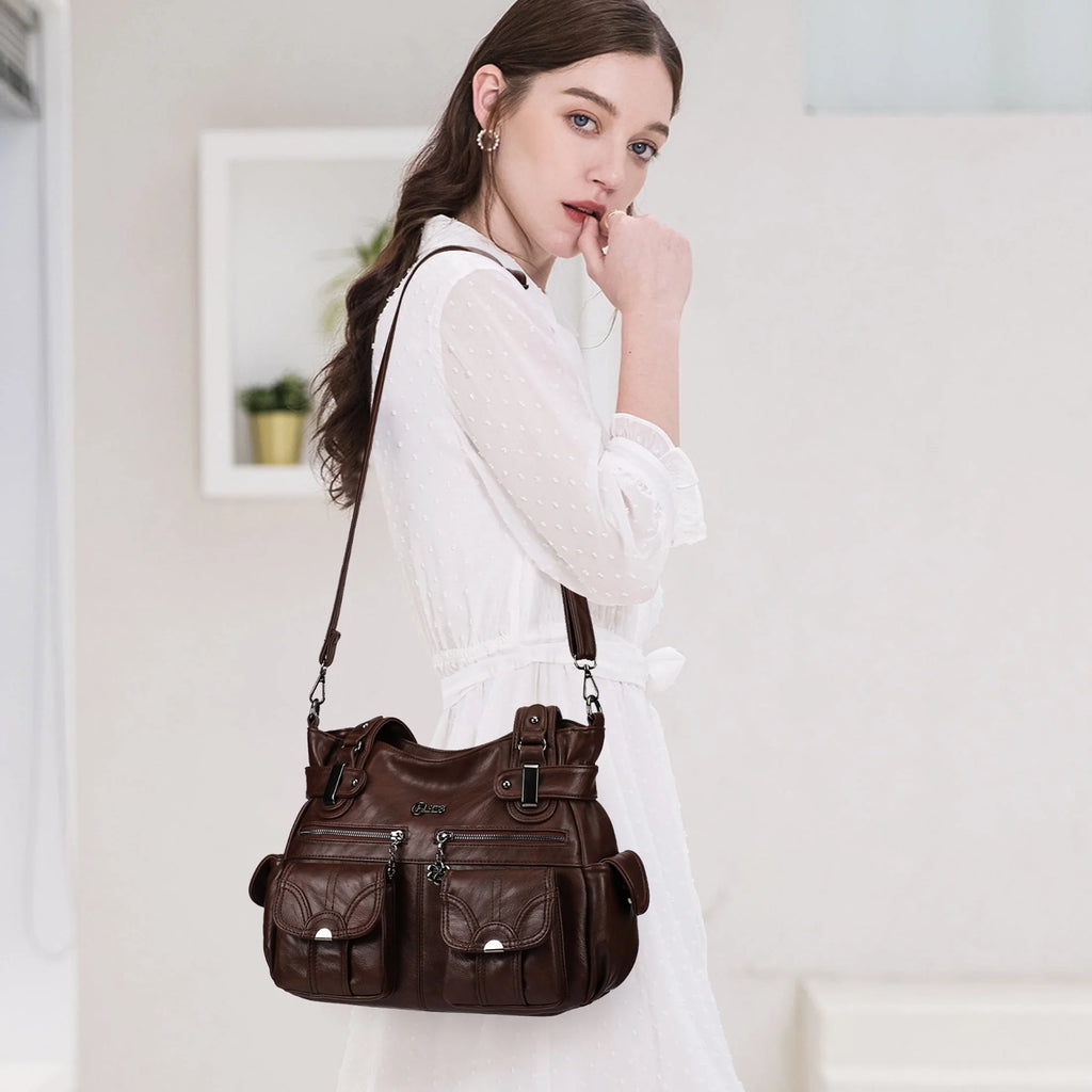 Large PU Leather Multi-Pocket Tote Bag Z4750